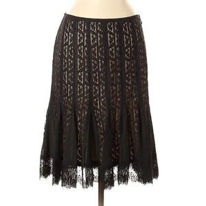 Never worn!! … LOFT Black and gold Lace A-Line Skirt